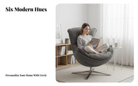 Upholstered Rotating Armchair Soft Upholstery Oversized Rotating Barrel Chair Modern Aesthetic Firm Density Foam