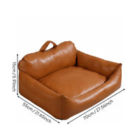 Faux Leather Dog Sofa Four-Season Use Small Pet Couch Non-Slip Bottom Cat Lounger Bed for Cats, Living Room