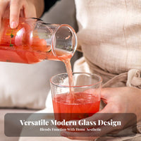 2 Pieces Space Saving Glass Carafe with Tumbler Lid Easy to Clean Glass Pitcher with Tumbler Lid Versatile Use for Seniors, Bedroom, Kitchen