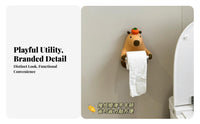 Wall-Mounted Capybara Bathroom Tissue Holder Cute Bathroom Tissue Holder with Capybara Shape Punchwithout Holes Household Item Space-Saving for Children, Bathroom, Restroom, Powder Room