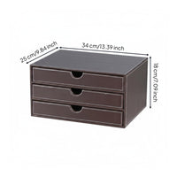 Leather Desk Organizer Box Desktop Document Drawer Unit Detail File Organizer for Office Workers