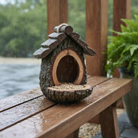 Hanging Bird Feeder Double Function Rustic Birdhouse Weatherproof for Yard