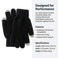 Warm Gloves for Winter, Thermal Gloves for Cold Weather, Knitted Touch, Windproof Outdoor Winter Gloves, Fashion Gloves for