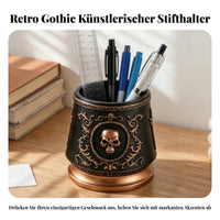 Cranium Pen Holder Black Gothic Cranium Holder Tapered Home Decor