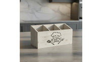 Wooden Utensil Box Solid Wood Divided Kitchen Organizer Silverware Storage Case
