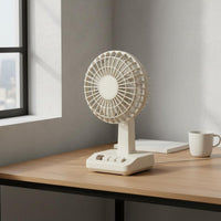 Retro Desktop Fan Small-Sized Design Type-C Battery-Powered Fan Adjustable Speed Motorless Engine for Dorm Room, Travel