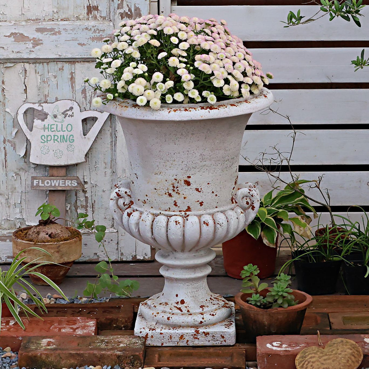 Vintage Double-Handled Moss-Like Breathable Goblet Flower Pot for Garden Decoration