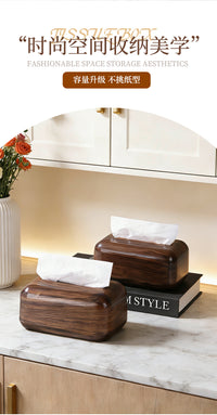 Wood Grain Finish Tissue Box Cover, Tabletop, New Chinese Style, Plastic
