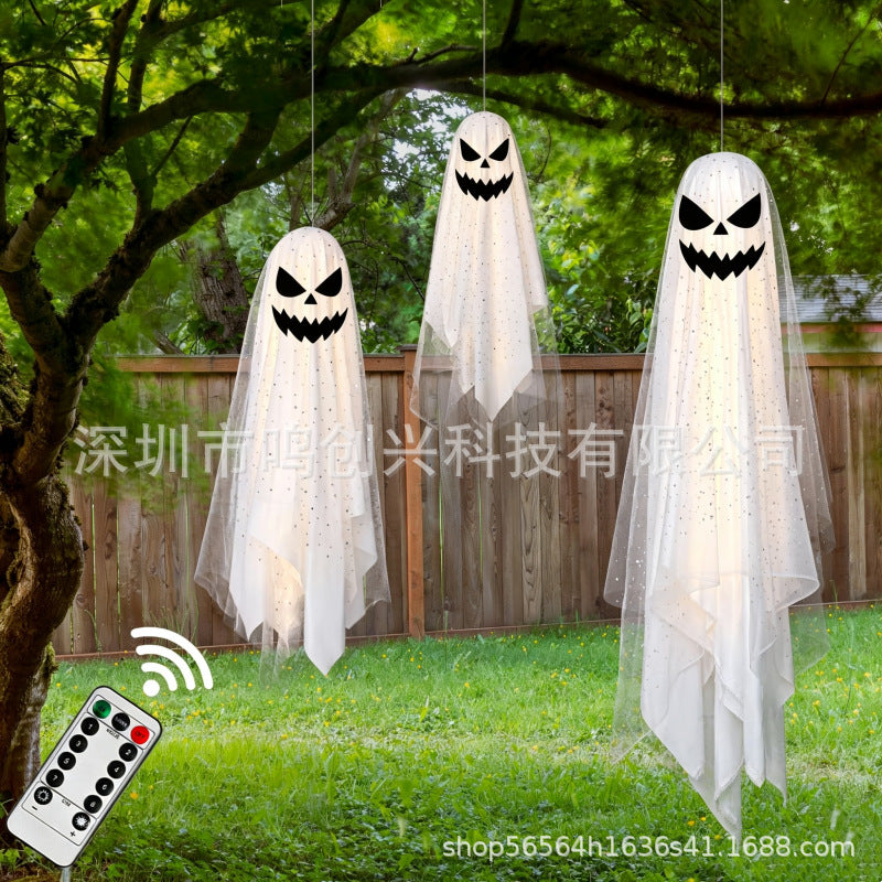 3-Pack Halloween Hanging Evil Mesh Ghost Decorations for Outdoor Lawn, Porch, Indoor