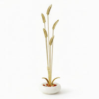 Brass Wheat Sculpture with Jade Bowl Light-Luxury Tabletop Ornament Slender