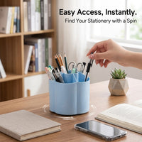 360-Degree Rotating Pen Holder for Study Table, Round Desk Storage Organiser, Office Accessories for Women, for Dorm Room