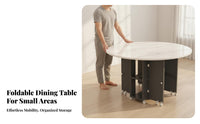 1 Collapsible Kitchen Table Convertible Dining Table Set Extendable Kitchen Table with Storage Folding Dining Table Movable Structure Built-in Storage Suitable for Small Apartments Homes Gathering