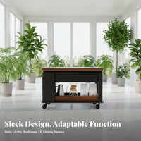 2-Tier Rolling Tea Trolley Space-Saving 2-Tier Rolling Cart Rotating Top adaptable Use for Apartment Dwellers, Students, Kitchen