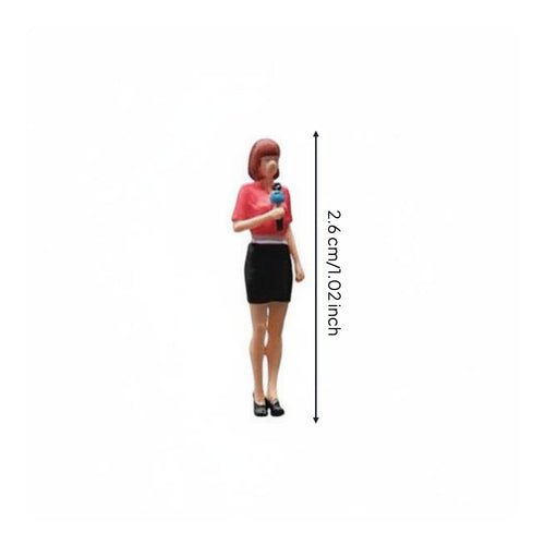 1:64 Scale Reporter Figures Realistic Scene News Crew Model Set Hand Painted News Reporter Figure for Collectors, Dioramas