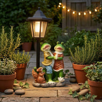 Lantern Frog Statue Decorative Frog Statue Weathered Finish for Patio