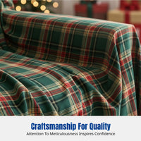 Christmas Sofa Cover, Classic Vintage Plaid Throw, Non-Slip Full Cover with Tassels, Holiday Decor