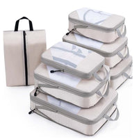 Travel Compression Storage Bag 7-Piece Set with Handle, Portable Suitcase Organizer for Clothes and Pants