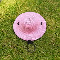 Cat Straw Hat, Adjustable Pet Sun Hat with Chin Strap, Perfect for Birthday Parties and Vacations, Bright Red, 10-60cm