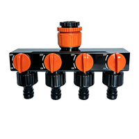 1-to-4 Water Flow Splitter with Valve, Garden Hose Connector