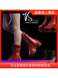 VSTOYS 19xg43 1/6拉链中靴 鞋子适合女兵人连脚素体 空心靴 皮靴