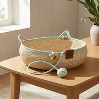 Round Woven Kitten Bed Scratch-Resistant Braided Rope Kitten Bed Soft Walls