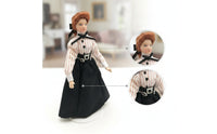 Vintage Style Ceramic Dollhouse Doll Cloth Porcelain Doll with Stand Posability Miniature Porcelain Lady Cute for Collectors
