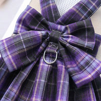 Dog Harness and Leash Set with Cat Harness and Leash, Deep Violet Plaid Polyester Dress for Small Medium Dogs Cats, Non-Retractable Leash Set