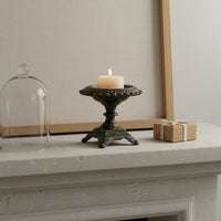 Vintage Cast Iron Candle Holder Retro Cast Iron Candlestick Heavy Duty Ornate Candle Stand for Altar