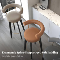 Wooden Stool with Woven Seat Rotating Bar Chair sturdy Wood Built-in Footrest for Families
