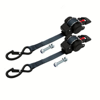 2 Pieces Auto Self-Retracting Tie-down Straps Heavy-Duty Cargo Tie-down Straps with Hooks Quick-Release Secure for Truck Beds