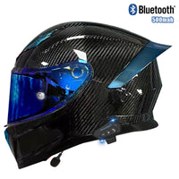 Carbon Fiber Full Face Motorcycle Helmet with Bluetooth, DOT Certified