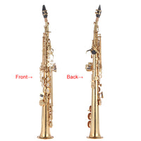 BONAWEI SS660 Bb Soprano Saxophone, Brass, Gold Lacquer, with Hard Case