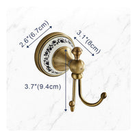 Antique Brass Coat Hook Bathroom Friendly Vintage Double Hook Rustic Look