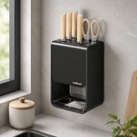 Wall-Mounted Knife Stand, Carbon Steel, Knife Block, Matte Finish, Kitchen Space Utilization