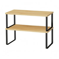 2 Pieces Two-Tier Desktop Storage Rack Rectangular 2-Tier Desk Shelf
