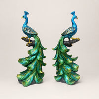Resin Peacock Figurine Elegant Ornament Sculpted for Wine Cabinet