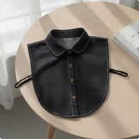 Detachable Dickey Collar Denim Detachable Collar Half Shirt Button-down Pointed for Women, Layering, Office