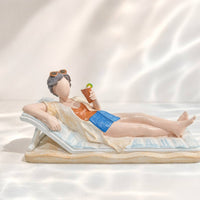 Girl Drinking Figurine Cute Coastal Girl Figurine Coastal Design for Bookshelf