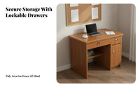 Computer Desk with Drawers Modern Simple Design Locking Storage Writing Desk Space Saving Study Desk Table for Students, Adults, Bedroom, Dorm Room