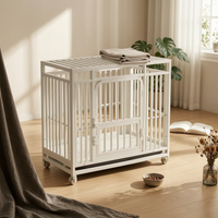 Metal Dog Crate Raised Base Portable Dog Crate Slatted Pet Floor Enclosure