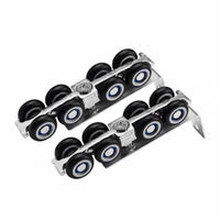 2 Pieces Track-Mounted Door Roller Hanger Black Wheels Home Hardware