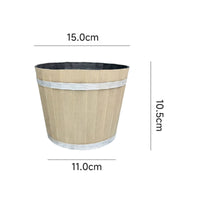 Faux Wood Barrel Planter Durable Plant Container Weather Resistant for Gardeners