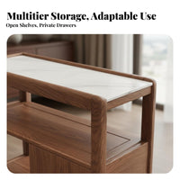 Rolling Side Cabinet Easy to Clean Top Rolling Bedside Cabinet Rounded Corners