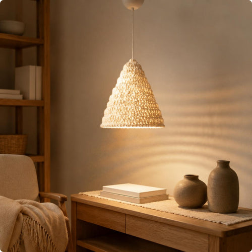 Crochet Lamp Shade Natural Texture Rope Lampshade Rustic for Bedroom