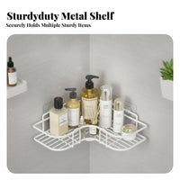 Drillwithout Drilling Installation Corner Shower Organizer No Drilling Corner Shelf Space-Saving Bathroom Accessory Rust-Proof for Renters, Homeowners, Students, Washroom, Dorm Room, Kitchen