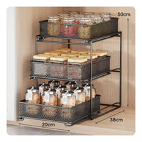 Multi Layer Pull out Organizer Shelf Space Saving Pull out Drawer Organizer Sturdy Metal Sliding Storage Drawer Stable for Kitchen Cabinet, Pantry