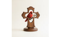 Cardinal Cross Ornament Sculpted Cross with Cardinal Rustic for Believers