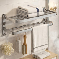 Bath Towel Shelf with Double Towel Bar-Oxidation-Resistant Resistant for Washroom