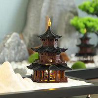 月影楼古风建筑鱼缸假山盆景微景观造景装饰家居水陆缸摆件