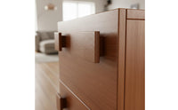 Solid Wood DIY Combination Cabinet Large Capacity Low Profile Media Console Minimalist Design Freestanding Storage Chest Retro Inspired for Entryway